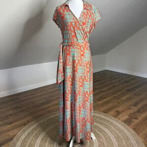 Madison Leigh Boho Tribal Print Wrap Maxi Dress Size M